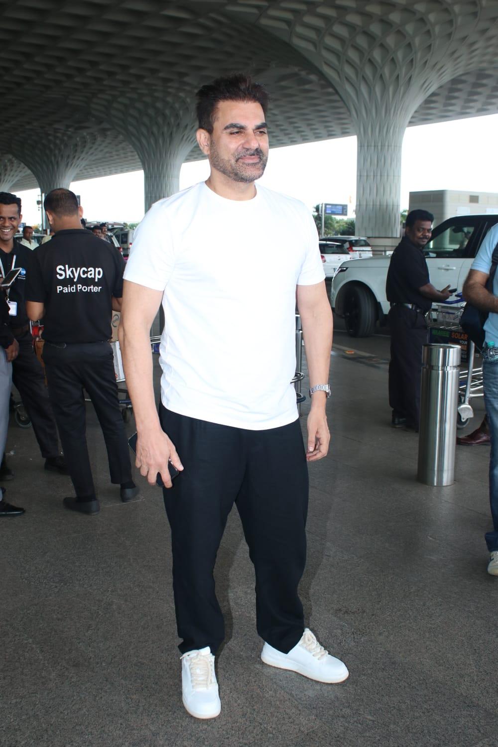 Arbaaz Khan's airport appearance exuded an air of relaxed yet refined style.